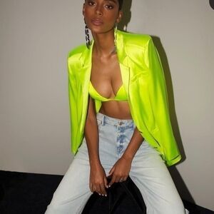 SER.O.YA Doral Silk Bralette Neon Lime NWT